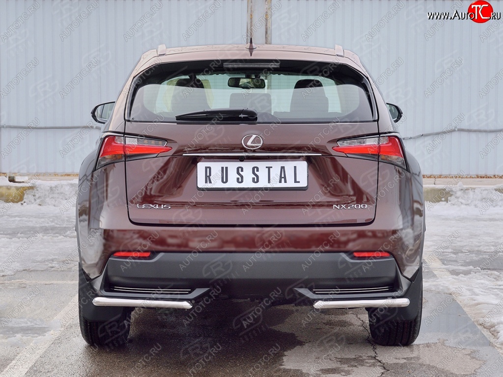 14 549 р. Защита заднего бампера (Ø42 мм уголки, нержавейка) SLITKOFF  Lexus NX200  Z10 (2014-2017) дорестайлинг  с доставкой в г. Владивосток