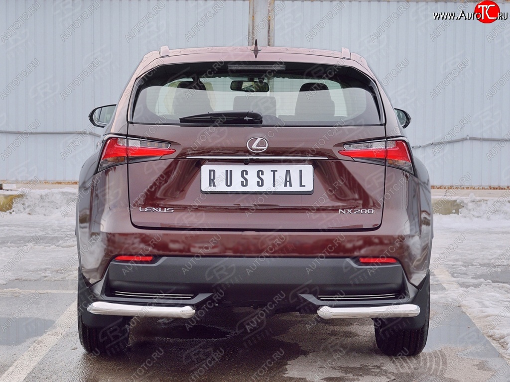 16 899 р. Защита заднего бампера (Ø63 мм уголки, нержавейка) SLITKOFF  Lexus NX200  Z10 (2014-2017) дорестайлинг  с доставкой в г. Владивосток