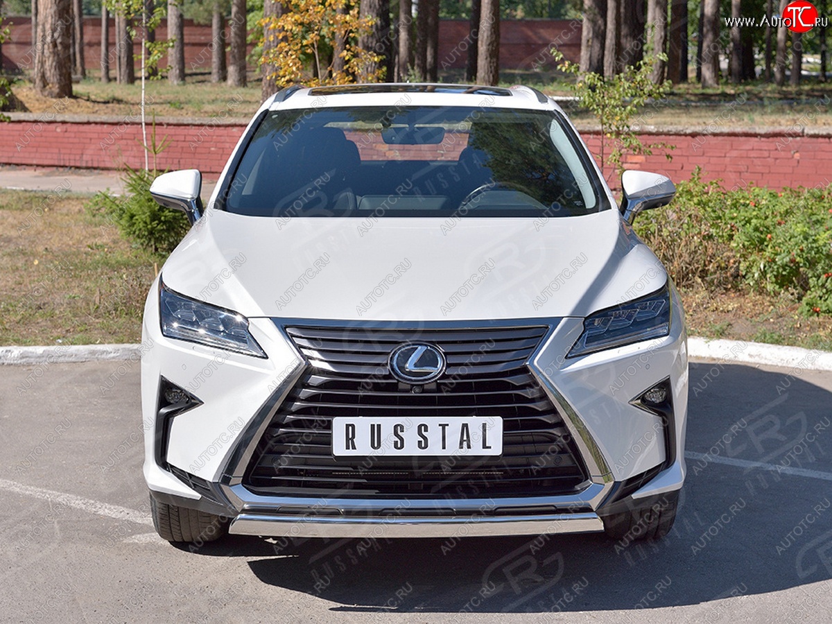 20 999 р. Защита переднего бампера (Ø75х42 мм, нержавейка, кроме F-Sport) Russtal Lexus RX350L AL20 рестайлинг (2019-2022)  с доставкой в г. Владивосток