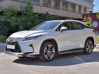 20 999 р. Защита переднего бампера (Ø75х42 мм, нержавейка, кроме F-Sport) Russtal Lexus RX350L AL20 рестайлинг (2019-2022)  с доставкой в г. Владивосток. Увеличить фотографию 2