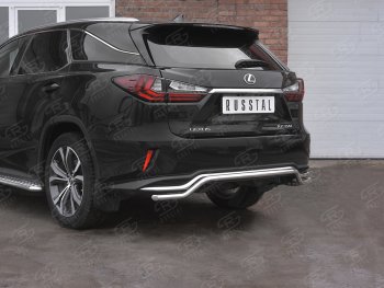 17 499 р. Защита заднего бампера (Ø42 мм волна, нержавейка, NOT F-SPORT) SLITKOFF Lexus RX350L AL20 рестайлинг (2019-2022)  с доставкой в г. Владивосток. Увеличить фотографию 2