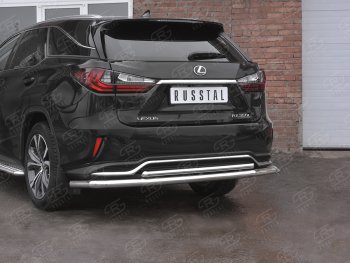 22 499 р. Защита заднего бампера (Ø63 и 42 мм, нержавейка, NOT F-SPORT) SLITKOFF Lexus RX350L AL20 рестайлинг (2019-2022)  с доставкой в г. Владивосток. Увеличить фотографию 2