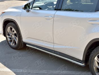 22 499 р. Защита порогов (Ø63 мм, нержавейка, кроме F-sport) SLITKOFF  Lexus RX350L  AL20 (2017-2022) дорестайлинг, рестайлинг (Металлические торцы под 45°)  с доставкой в г. Владивосток. Увеличить фотографию 2