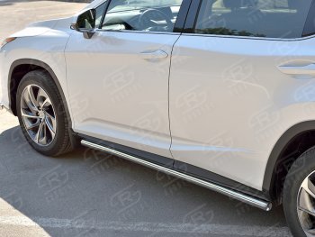 22 499 р. Защита порогов (Ø63 мм, нержавейка, кроме F-sport) SLITKOFF  Lexus RX350L  AL20 (2017-2022) дорестайлинг, рестайлинг (Металлические торцы под 90°)  с доставкой в г. Владивосток. Увеличить фотографию 2