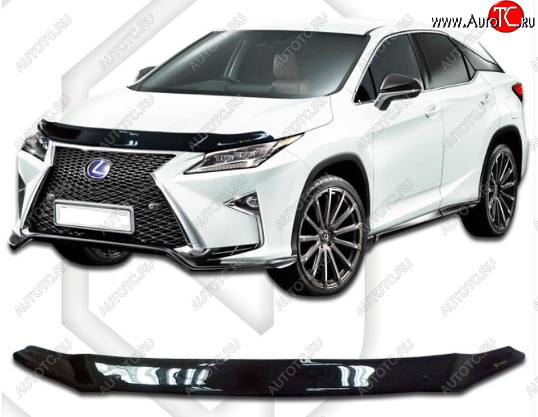 2 079 р. Дефлектор капота CA-Plastiс  Lexus RX  200T - RX350  AL20 (Classic черный, Без надписи)  с доставкой в г. Владивосток