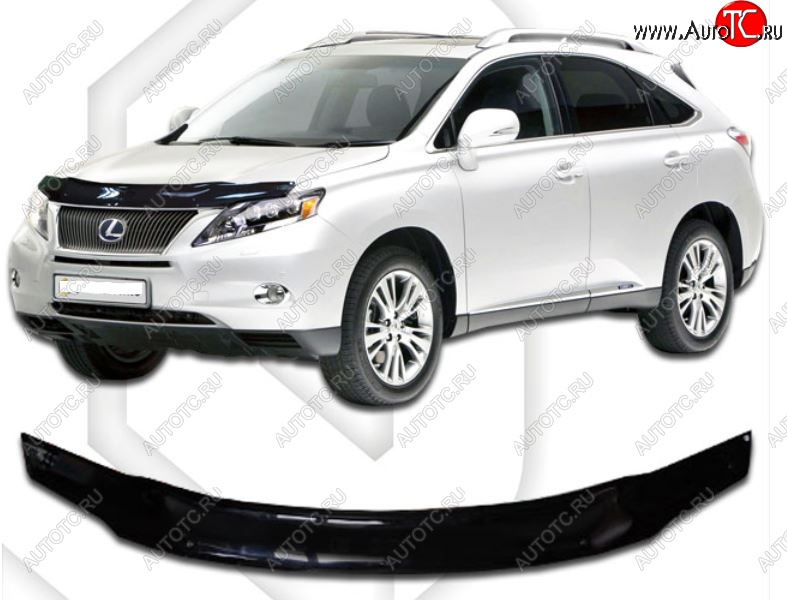 2 099 р. Дефлектор капота CA-Plastic  Lexus RX270  AL10 (2010-2012) дорестайлинг (Classic черный, Без надписи)  с доставкой в г. Владивосток