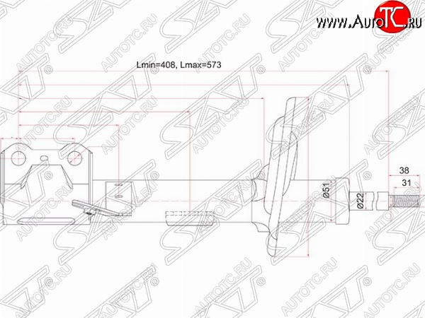 4 699 р. Правый амортизатор передний SAT Lexus RX350 AL10 дорестайлинг (2008-2012)  с доставкой в г. Владивосток