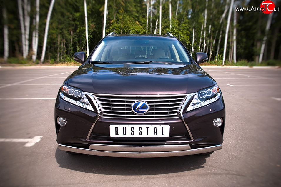 24 999 р. Защита переднего бампера (2 трубыØ75х42 мм, нержавейка) Russtal Lexus RX270 AL10 дорестайлинг (2010-2012)  с доставкой в г. Владивосток