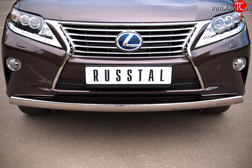 11 249 р. Защита переднего бампера (Ø75х42 мм, нержавейка) Russtal  Lexus RX270  AL10 - RX450H  AL10  с доставкой в г. Владивосток