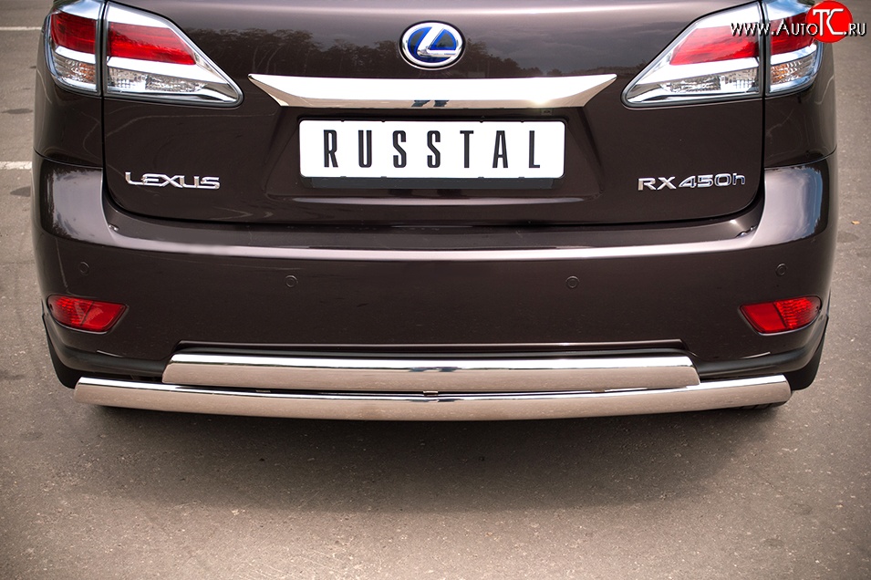 23 999 р. Защита заднего бампера (2 трубы Ø76х42 мм, нержавейка) Russtal Lexus RX270 AL10 дорестайлинг (2010-2012)  с доставкой в г. Владивосток