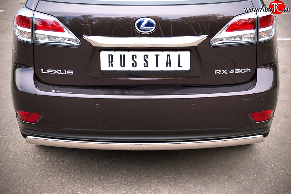 16 849 р. Защита заднего бампера (Ø75x42 мм, нержавейка) Russtal Lexus RX270 AL10 дорестайлинг (2010-2012)  с доставкой в г. Владивосток