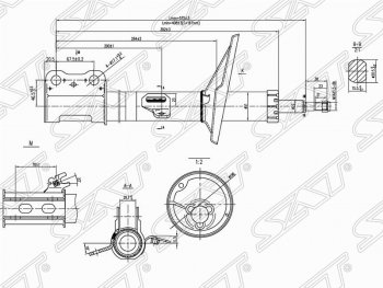 Левый амортизатор передний SAT Lexus (Лексус) RX300 (РХ)  XU10 (1995-2001), Toyota (Тойота) Harrier (Хариер)  XU10 (1997-2003)