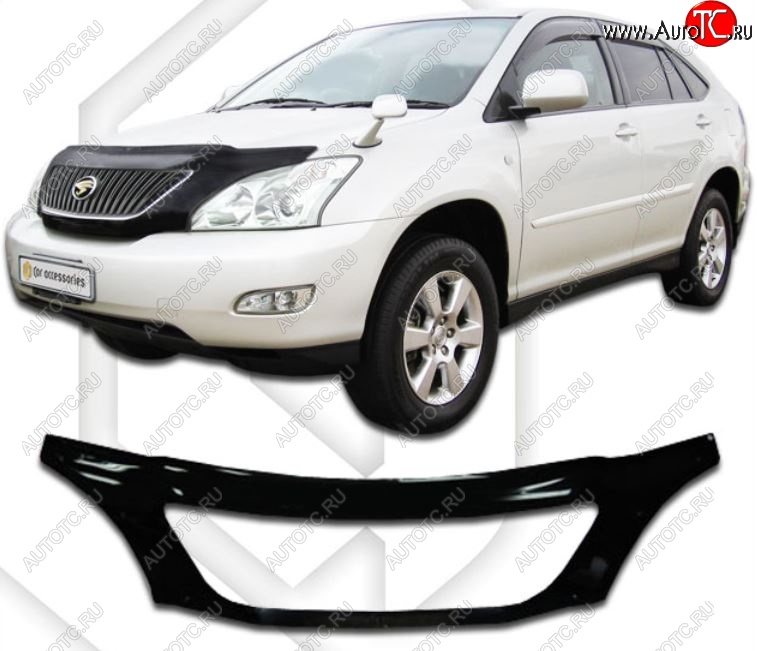 2 899 р. Дефлектор капота CA-Plastiс exclusive Lexus RX330 XU30 (2003-2006) (Classic черный, Без надписи)  с доставкой в г. Владивосток