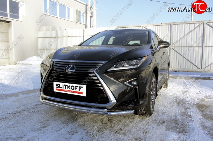 20 999 р. Двойная защита переднего бампера из труб диаметром 57 и 42 мм Slitkoff Lexus RX350 AL20 дорестайлинг (2015-2019) (Нержавейка, Полированная)  с доставкой в г. Владивосток