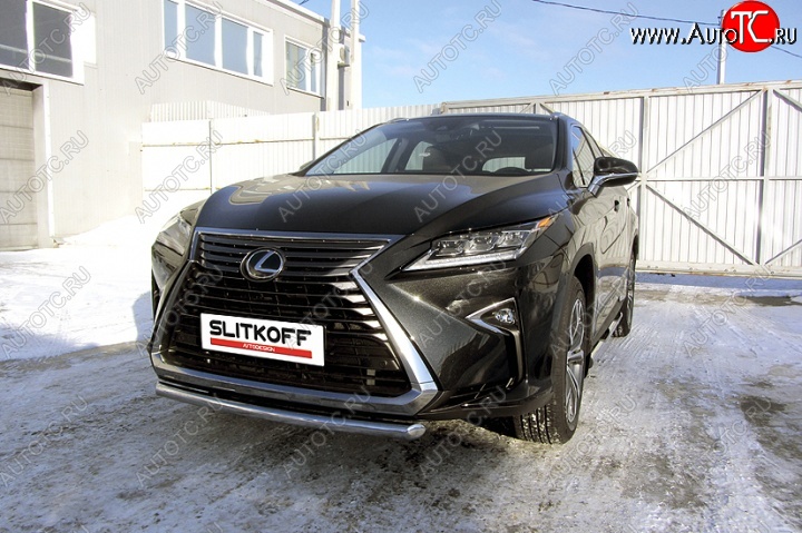 16 799 р. Защита переднего бампера из короткой трубы диаметром 57 мм Slitkoff  Lexus RX350  AL20 (2015-2019) дорестайлинг (Нержавейка, Полированная)  с доставкой в г. Владивосток