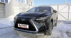 Одинарная защита переднего бампера диаметром 57 мм Slitkoff Lexus (Лексус) RX350 (РХ)  AL20 (2015-2019) AL20 дорестайлинг