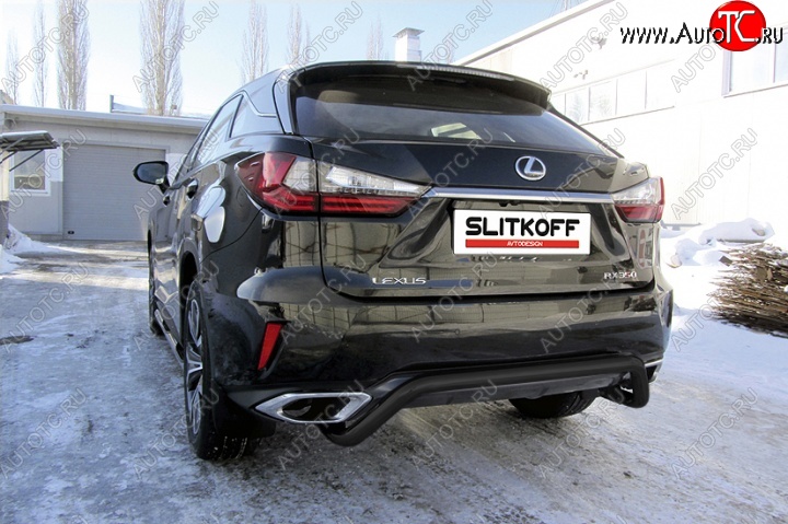 11 299 р. Защита задняя Slitkoff Lexus RX350 AL20 дорестайлинг (2015-2019) (Цвет: серебристый)  с доставкой в г. Владивосток