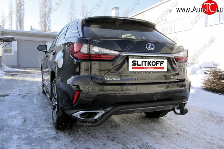 12 549 р. Защита задняя Slitkoff  Lexus RX350  AL20 (2015-2019) дорестайлинг (Цвет: серебристый)  с доставкой в г. Владивосток