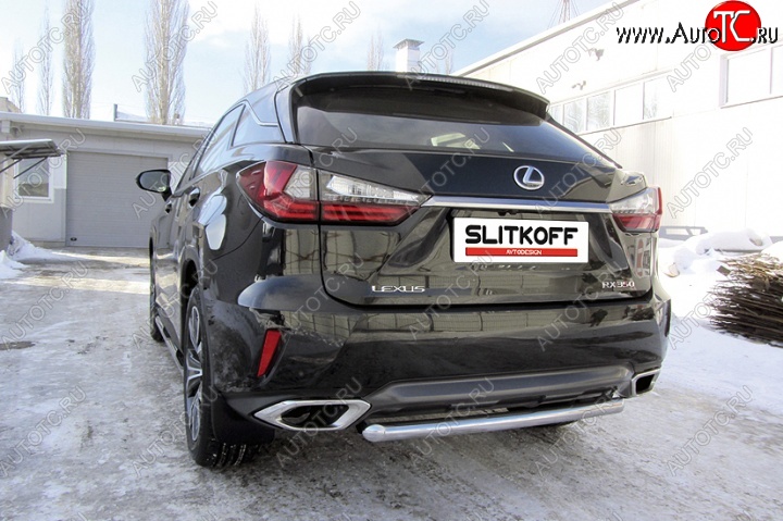 13 999 р. Защита заднего бампера из короткой трубы диаметром 57 мм Slitkoff Lexus RX350 AL20 дорестайлинг (2015-2019) (Нержавейка, Полированная)  с доставкой в г. Владивосток