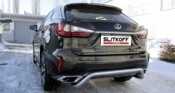 14 549 р. Защита заднего бампера диаметром 57 мм с изгибом Slitkoff Lexus RX350 AL20 дорестайлинг (2015-2019) (Нержавейка, Полированная)  с доставкой в г. Владивосток. Увеличить фотографию 1