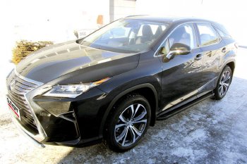 19 449 р. Пороги алюминиевые Slitkoff  Lexus RX350  AL20 (2015-2019) дорестайлинг (Optima Black )  с доставкой в г. Владивосток. Увеличить фотографию 2