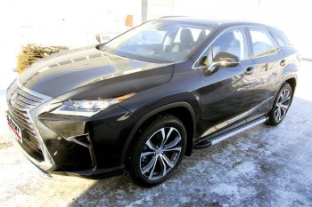 24 999 р. Пороги алюминиевые Slitkoff  Lexus RX350  AL20 (2015-2019) дорестайлинг (Standart Silver)  с доставкой в г. Владивосток. Увеличить фотографию 2