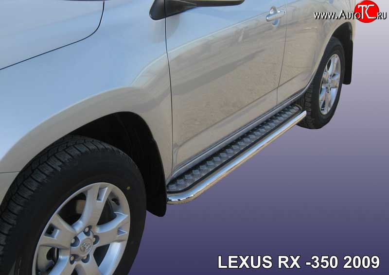 24 799 р. Широкая защита порогов Slitkoff Lexus RX350 AL10 дорестайлинг (2008-2012) (Нержавейка, Полированная)  с доставкой в г. Владивосток