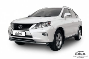 23 939 р. Защита переднего бампера Arbori (нержавейка, 1 труба d57 mm) Lexus RX350 AL10 рестайлинг (2012-2015)  с доставкой в г. Владивосток. Увеличить фотографию 1