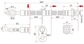 679 р. Тормозной шланг SAT (передний, левый, пр-во Таиланд) Toyota Noah 1 дорестайлинг (2001-2004)  с доставкой в г. Владивосток. Увеличить фотографию 1