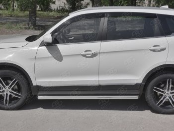 21 999 р. Защита порогов (Ø63 мм, нержавейка) SLITKOFF  Lifan X70 (2018-2024) (Металлические торцы под 45°)  с доставкой в г. Владивосток. Увеличить фотографию 2