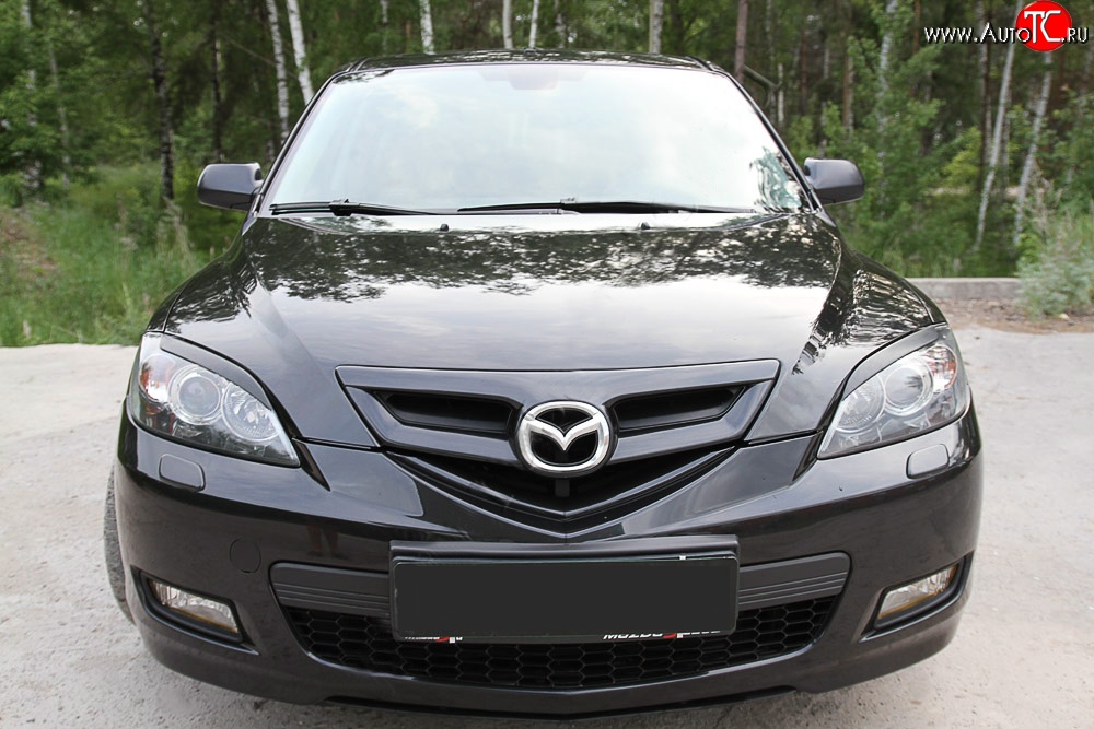 629 р. Реснички на фары RA V2  Mazda 3/Axela  BK (2003-2009) дорестайлинг, хэтчбэк, рестайлинг, хэтчбэк (Неокрашенные)  с доставкой в г. Владивосток