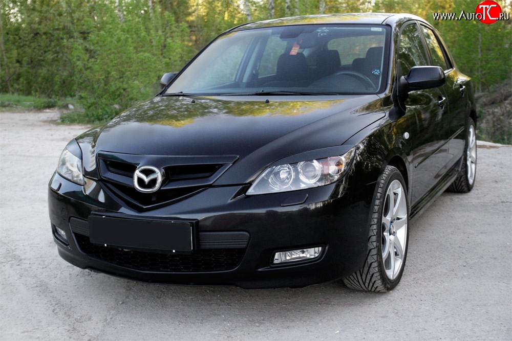 799 р. Реснички RA на фары  Mazda 3/Axela  BK (2006-2009) рестайлинг, хэтчбэк (Неокрашенные)  с доставкой в г. Владивосток