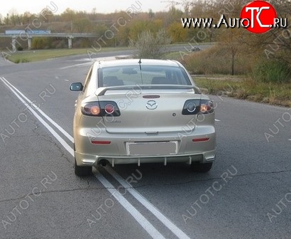 4 749 р. Накладка на задний бампер Style Mazda 3/Axela BK дорестайлинг седан (2003-2006) (Неокрашенная)  с доставкой в г. Владивосток