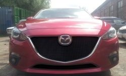 1 469 р. Нижняя сетка на бампер Russtal (черная)  Mazda 3/Axela  BM (2013-2016) дорестайлинг седан, дорестайлинг, хэтчбэк  с доставкой в г. Владивосток. Увеличить фотографию 2