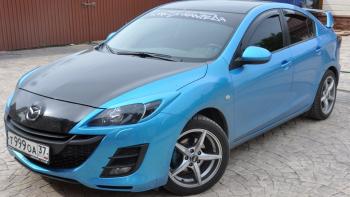 1 859 р. Реснички на фары MV-Tuning  Mazda 3/Axela  BL (2009-2013) дорестайлинг седан, дорестайлинг, хэтчбэк 5 дв., рестайлинг седан, рестайлинг, хэтчбэк (Неокрашенные)  с доставкой в г. Владивосток. Увеличить фотографию 1