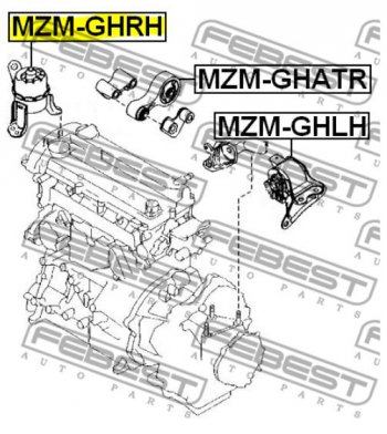 5 199 р. Правая подушка двигателя Febest (гидравлическая) Mazda 6 GH дорестайлинг лифтбэк (2007-2010)  с доставкой в г. Владивосток. Увеличить фотографию 4