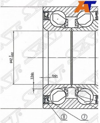 Подшипник передней ступицы SAT (с ABS) Mazda 6 GH дорестайлинг лифтбэк (2007-2010)