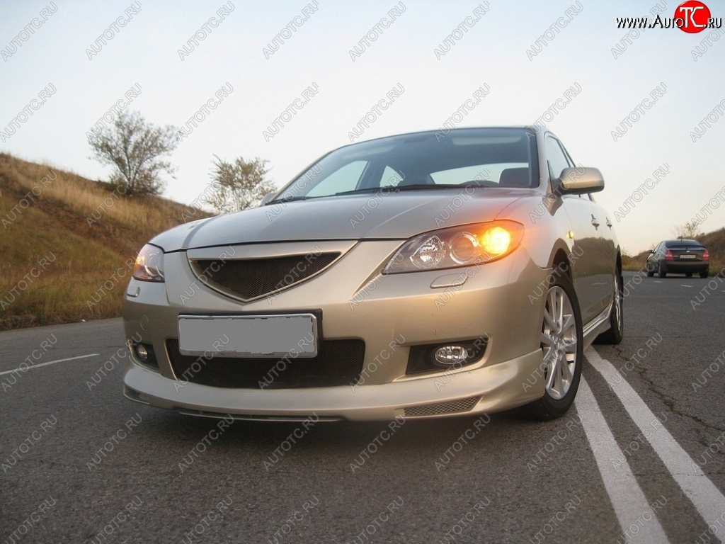 4 999 р. Накладка на передний бампер Style Mazda 3/Axela BK дорестайлинг седан (2003-2006) (Неокрашенная)  с доставкой в г. Владивосток