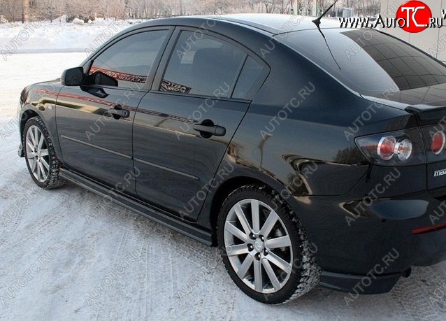 2 999 р. Клыки на задний бампер Style Mazda 3/Axela BK дорестайлинг седан (2003-2006) (Неокрашенная)  с доставкой в г. Владивосток