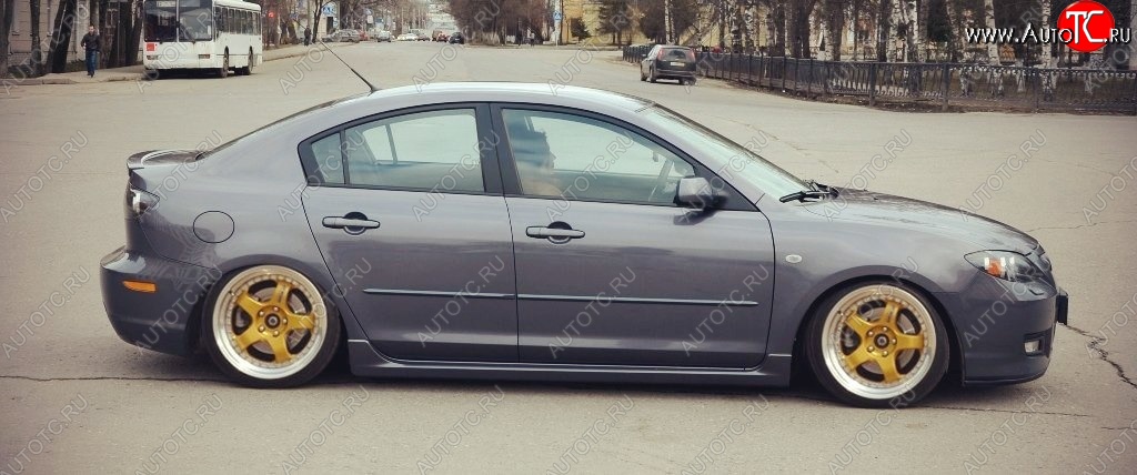 4 549 р. Пороги накладки Сток 2л Mazda 3/Axela BK дорестайлинг, хэтчбэк (2003-2006) (Неокрашенные)  с доставкой в г. Владивосток