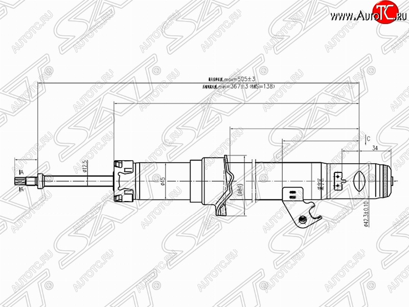 2 799 р. Правый амортизатор передний SAT  Mazda 6 ( GG,  GG, GY) - Atenza  GG  с доставкой в г. Владивосток