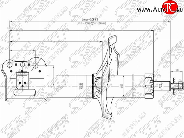 4 799 р. Левый амортизатор передний SAT  Mazda 626 ( GF,  GF,FW) - Capella  GF  с доставкой в г. Владивосток