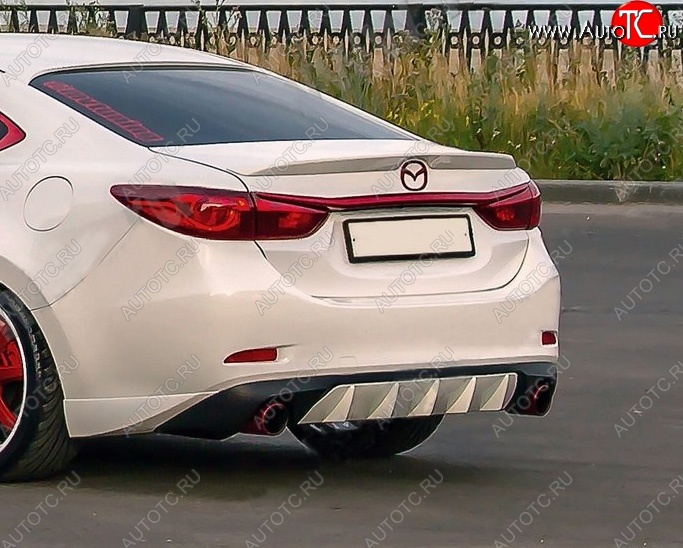 10 899 р. Диффузор заднего бампера Sport v4  Mazda 6  GJ (2015-2018) 1-ый рестайлинг седан (Неокрашенная)  с доставкой в г. Владивосток