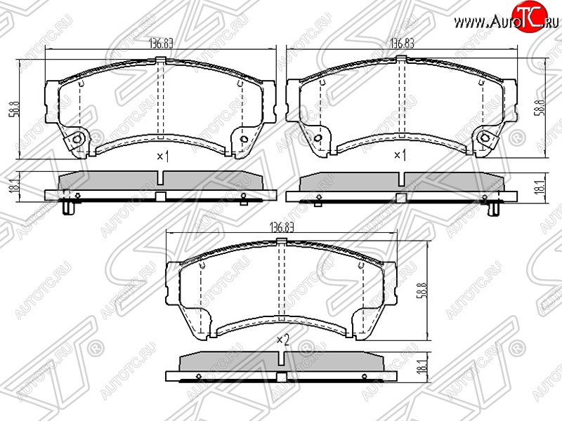 1 379 р. Колодки тормозные SAT (передние) Mazda 6 GH дорестайлинг лифтбэк (2007-2010)  с доставкой в г. Владивосток