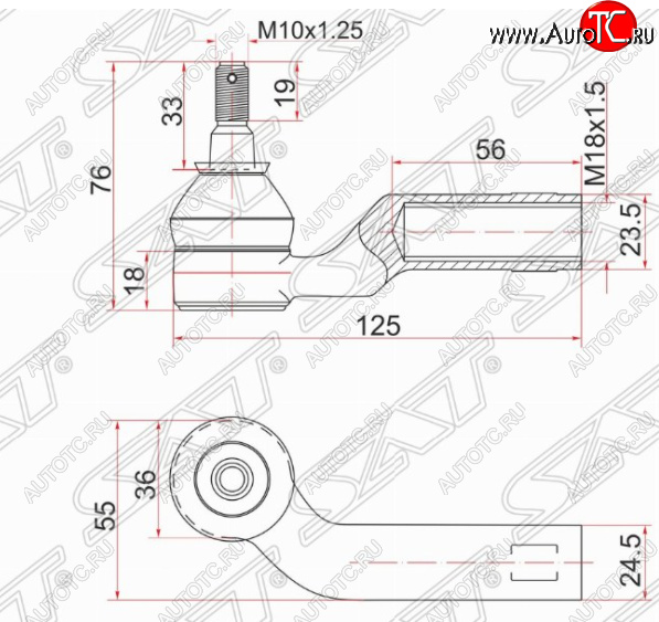 579 р. Правый наконечник рулевой тяги SAT Mazda 3/Axela BK дорестайлинг седан (2003-2006)  с доставкой в г. Владивосток