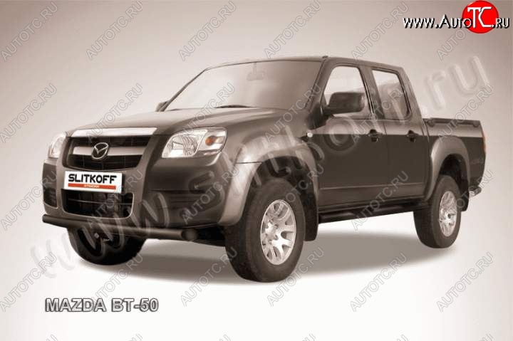 9 449 р. защита переднего бампера Slitkoff  Mazda BT-50 (2006-2011) (Цвет: серебристый)  с доставкой в г. Владивосток