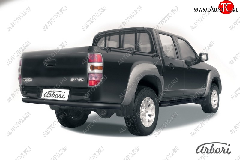 7 019 р. Защита заднего бампера Arbori (черная, 1 труба d76 mm). Mazda BT-50 (2006-2011)  с доставкой в г. Владивосток