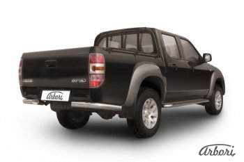 Защита заднего бампера Arbori (уголки, нержавейка, 1 труба d76 mm). Mazda BT-50 (2006-2011)