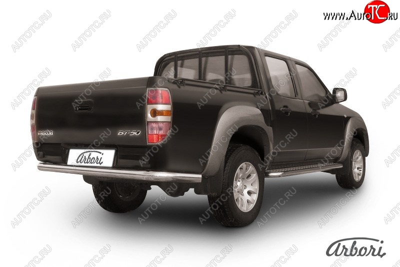 13 319 р. Защита заднего бампера Arbori (нержавейка, 1 труба d76 mm). Mazda BT-50 (2006-2011)  с доставкой в г. Владивосток