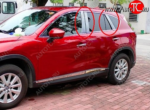 4 749 р. Накладки на центральные стойки дверей СТ Mazda CX-5 KE дорестайлинг (2011-2014) (Неокрашенные)  с доставкой в г. Владивосток